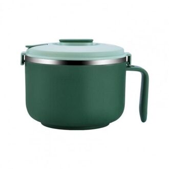 Japanse Stijl Verzegelde Lunchbox Huishoudelijke 304 Rvs Instant Noodle Kom Met Deksel Student Geïsoleerde Fast Food cup groen L