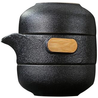 Japanse Stijl Zwart Aardewerk Een Pot Twee Kopjes Thee Sets Draagbare Reizen Home Office Kopjes Keramische Thee Koffie Container met Zak stijl 1