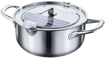 Japanse Tempura Friteuse Pan Met Een Thermometer En Een Deksel 304 Roestvrij Staal Keuken Frituren Pot 20/24Cm 2021New 20cm