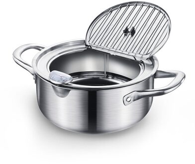 Japanse Tempura Friteuse Pan Met Een Thermometer En Een Deksel 304 Roestvrij Staal Keuken Frituren Pot 20/24Cm 2021New