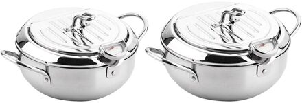 Japanse Tempura Koekenpan Friteuse Kookgerei Met Thermometer Voor Gebakken Chips 24cm