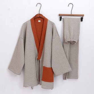Japanse Traditionele Tether Stijl Losse Pyjama Set Winter Mannen Sleep & Lounge Kimono Yukata Badjas Zweet Stoom Thuis Kleren A / Xl