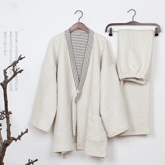 Japanse Traditionele Tether Stijl Losse Pyjama Set Winter Mannen Sleep & Lounge Kimono Yukata Badjas Zweet Stoom Thuis Kleren B / L