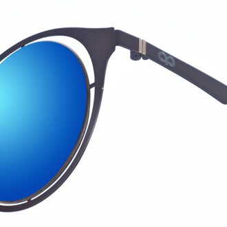 JAPO metalen zonnebril met ronde vorm voor dames Blauw