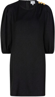 Jaquard jurk met pofmouwen Fonda  zwart - S,M,L,XL,