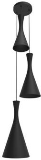 Jaqueline Compo Hanglamp, 3x E27, Metaal, Zwart Mat, D.40cm