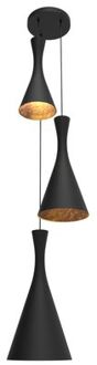 Jaqueline Compo Hanglamp, 3x E27, Zwart /gouden Blad, D.40cm