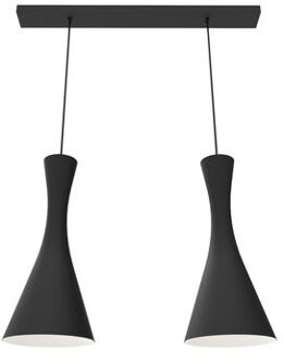 Jaqueline Track Hanglamp, 2x E27, Rood Cowhide/wit