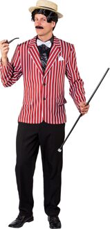 Jaren 20 Jasje Gestreept Rood/Wit Rood - Zalm, Wit - Transparant, Multikleur - Print