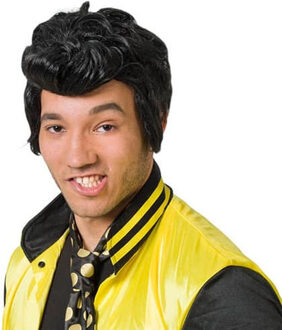 Jaren 50 heren verkleed pruik - zwart - mannen - met vetkuif - carnaval