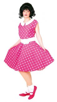 Jaren 50 rock n roll jurk roze/wit