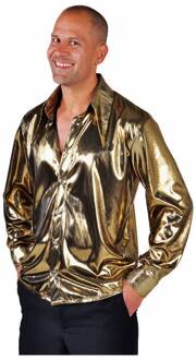 Jaren 80 & 90 Kostuum | Gouden Glitter Folie Blouse Man | Medium | Carnaval kostuum | Verkleedkleding