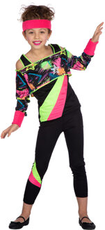 Jaren 80 & 90 Kostuum | Spetterend Neon 80s Aerobics | Meisje | Maat 176 | Carnaval kostuum | Verkleedkleding