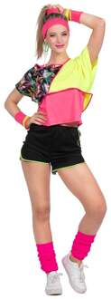 Jaren 80 Aerobic Set Dames Neon Multikleur - Print