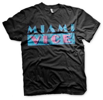 Jaren 80 verkleed thema Miami Vice t-shirt heren zwart S