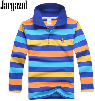 Jargazol Boys Polo Shirts Long Sleeve Autumn Baby Boy Tops Cotton Teenagers Sports Polo Shirts Fashion Stripes Kids Outfits