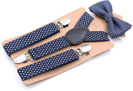 Jarretel Clip Kids Set Dot Jongen Pak Partij Causale Strikje Mode Meisje Peuter Leuke Kinderen marine