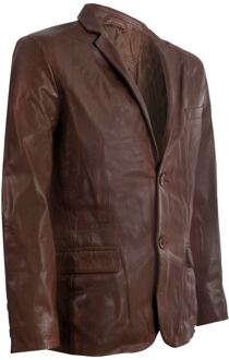 Jas Leren Blazer Zachte Italiaanse getailleerde jas Bruin - 2XL