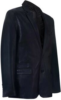 Jas Leren Blazer Zachte Italiaanse getailleerde jas - maat 5XL Zwart