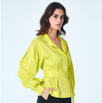 Jas met hoge hals en riem Geel - XL