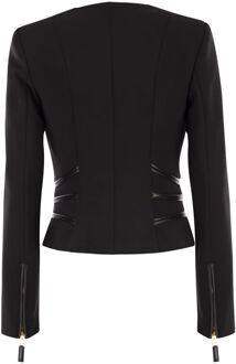 Jas van Dubbel Crepe met Ritsdetails - maat EU 42 / UK 14 Zwart