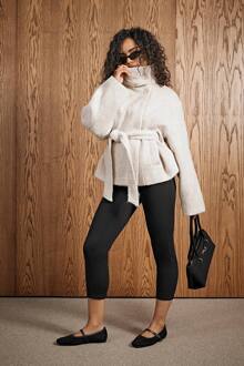 Jas Van Wollen Mix Met Ceintuur, Stone - 40