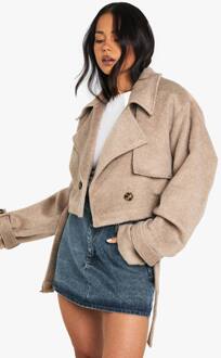 Jasje Met Oversized Kraag En Ceintuur, Stone - 44