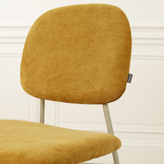 Jasmijn eetkamerstoel warm oker - grijsbeige onderstel Geel