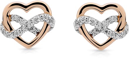 'Jasmina' Dames 925 Sterling Zilver Set: Ketting-Hanger + Oorbellen - Zilver/Roos SET-7483 Zilver en roségoud - One Size