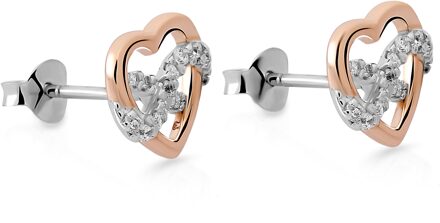 'Jasmina' Dames 925 Sterling Zilveren Oorbellen - Zilver/Roze ZO-7483 Zilver en roségoud - One Size