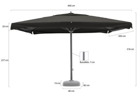 Java parasol 400x400cm - Laagste prijsgarantie! Zwart