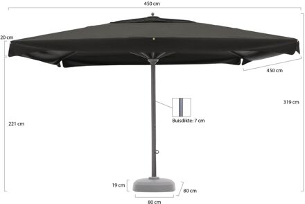 Java parasol 450x450cm - Laagste prijsgarantie! Grijs