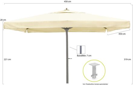 Java parasol 450x450cm - Laagste prijsgarantie! Wit