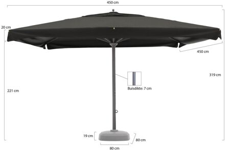Java parasol 450x450cm - Laagste prijsgarantie! Zwart