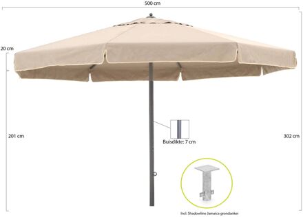 Java parasol ø 500cm - Laagste prijsgarantie! Taupe