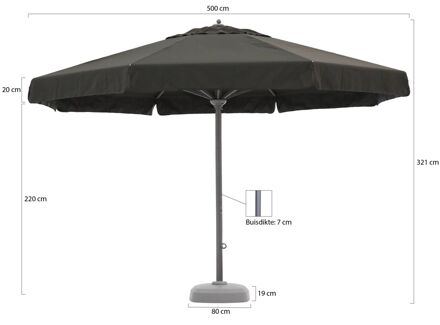 Java parasol ø 500cm - Laagste prijsgarantie! Zwart