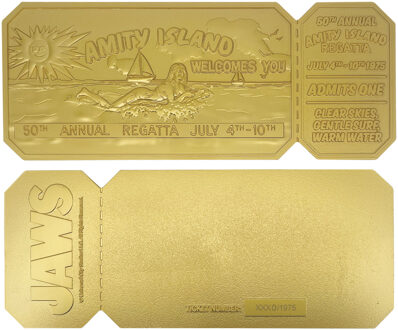 Jaws 50th Anniversary 24k Gold Plated Regatta Ticket