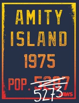 Jaws Amity Population Dames T-shirt - Navy - S Blauw