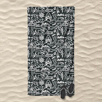 Jaws Doodle Pattern Beach Towel