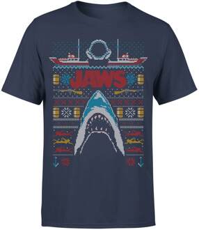 Jaws Fairisle Men's Christmas T-Shirt - Navy - XXL