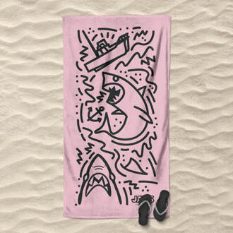 Jaws Pink Doodle Beach Towel