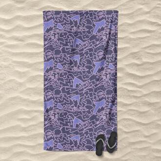 Jaws Purple Doodle Pattern Beach Towel