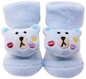 Jaycosin Baby Baby Sokken Pasgeboren Katoen Jongens Meisjes Anti-Slip Sokken Cartoon Bell Sokken lucht blauw