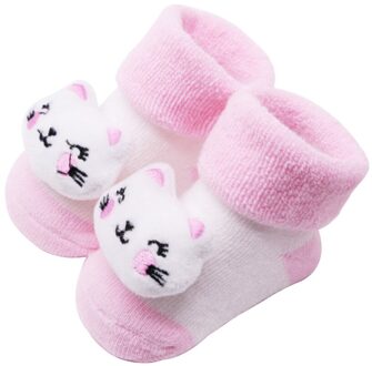 Jaycosin Baby Baby Sokken Pasgeboren Katoen Jongens Meisjes Anti-Slip Sokken Cartoon Bell Sokken Roze