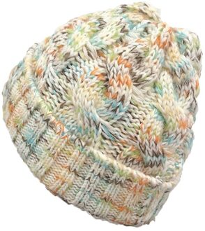 JAYCOSIN Hoed Vrouwen Winter Warm Gebreide Mode Casual Multicolor Outdoor Stapelen Hoeden Haak Knit Beanie Lady Mutsen Cap #45 wit