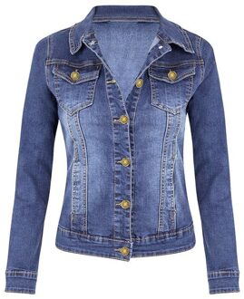Jaycosin Vrouwen Denim Jas Revers Packet Knop Jas Vintage Lange Mouwen Jean Jas Losse Modieuze Vrouwelijke Uitloper Denim Jas BU / M