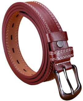 Jaycosin Vrouwen Skinny Taille Riem Decoratie Stijlvolle Accessoires Leisure Dunne Embossing Lederen Gesp Smalle Tailleband Bruin