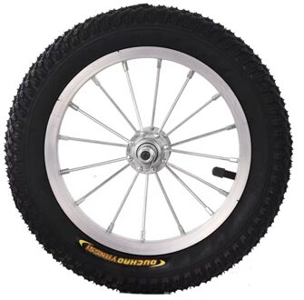 Jaycreer 1PCS-Pack 12 Inch Opblaasbare Spoke Wielen Met Lager En As Voor Kids Loopfietsen AluminumRim zilver