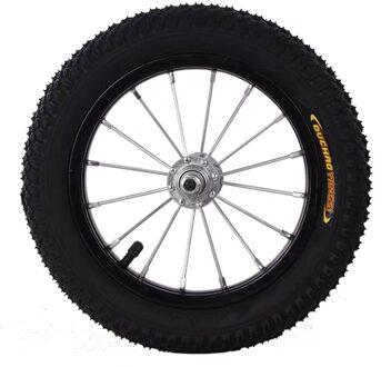 Jaycreer 1PCS-Pack 12 Inch Opblaasbare Spoke Wielen Met Lager En As Voor Kids Loopfietsen SteelRim SilverSpoke