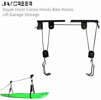 JayCreer 20/50KGS Belasting Indoor Kayak & Kano Plafond Opslag Takel Zware Garage Opknoping Lift Katrol Rack Cradle set